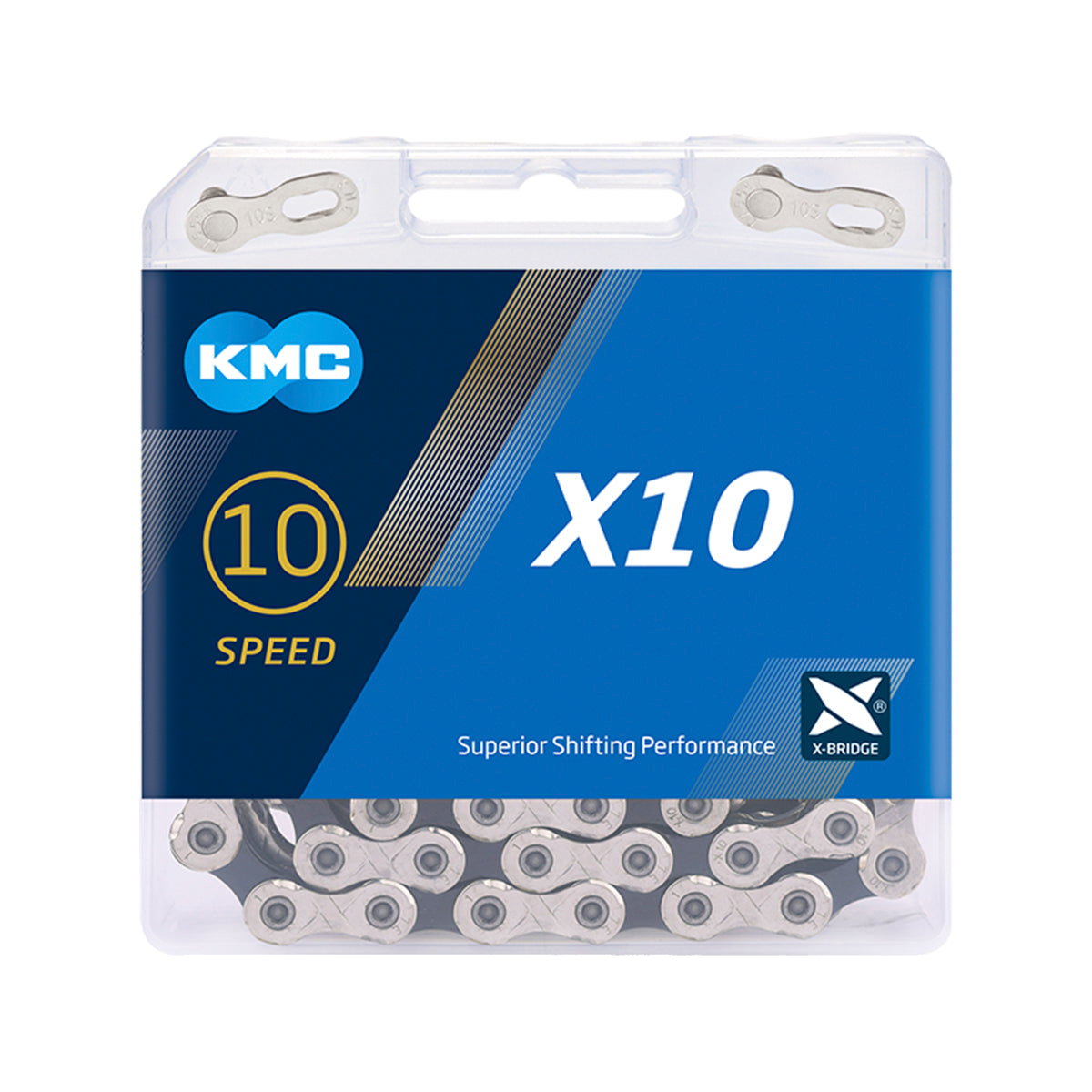Cadena KMC X10 Plata/Negro 116L 10 Velocidades