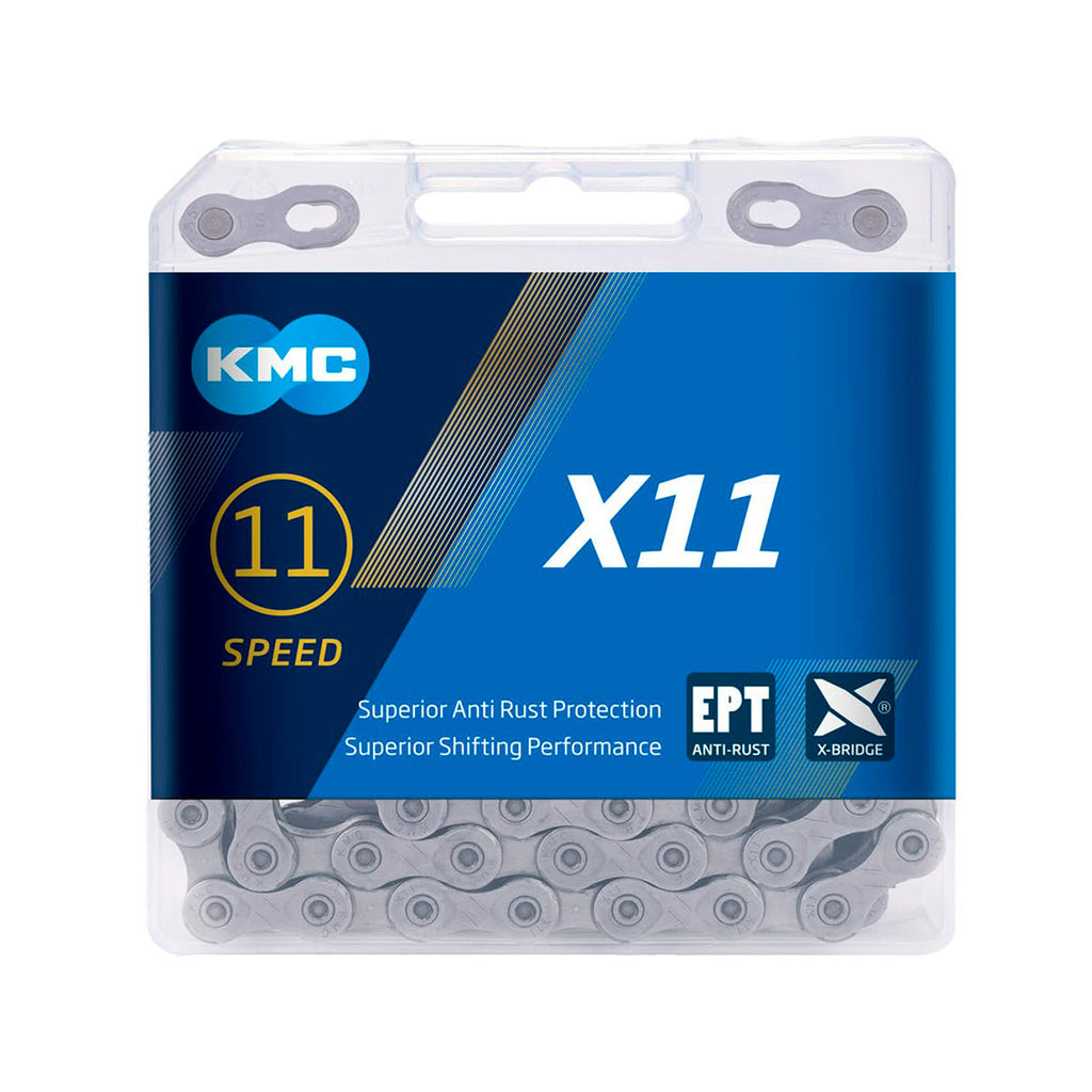 Cadena KMC X11 EPT ECOPROTEQ ANTI-CORROSION PLATA 118L 11 Velocidades