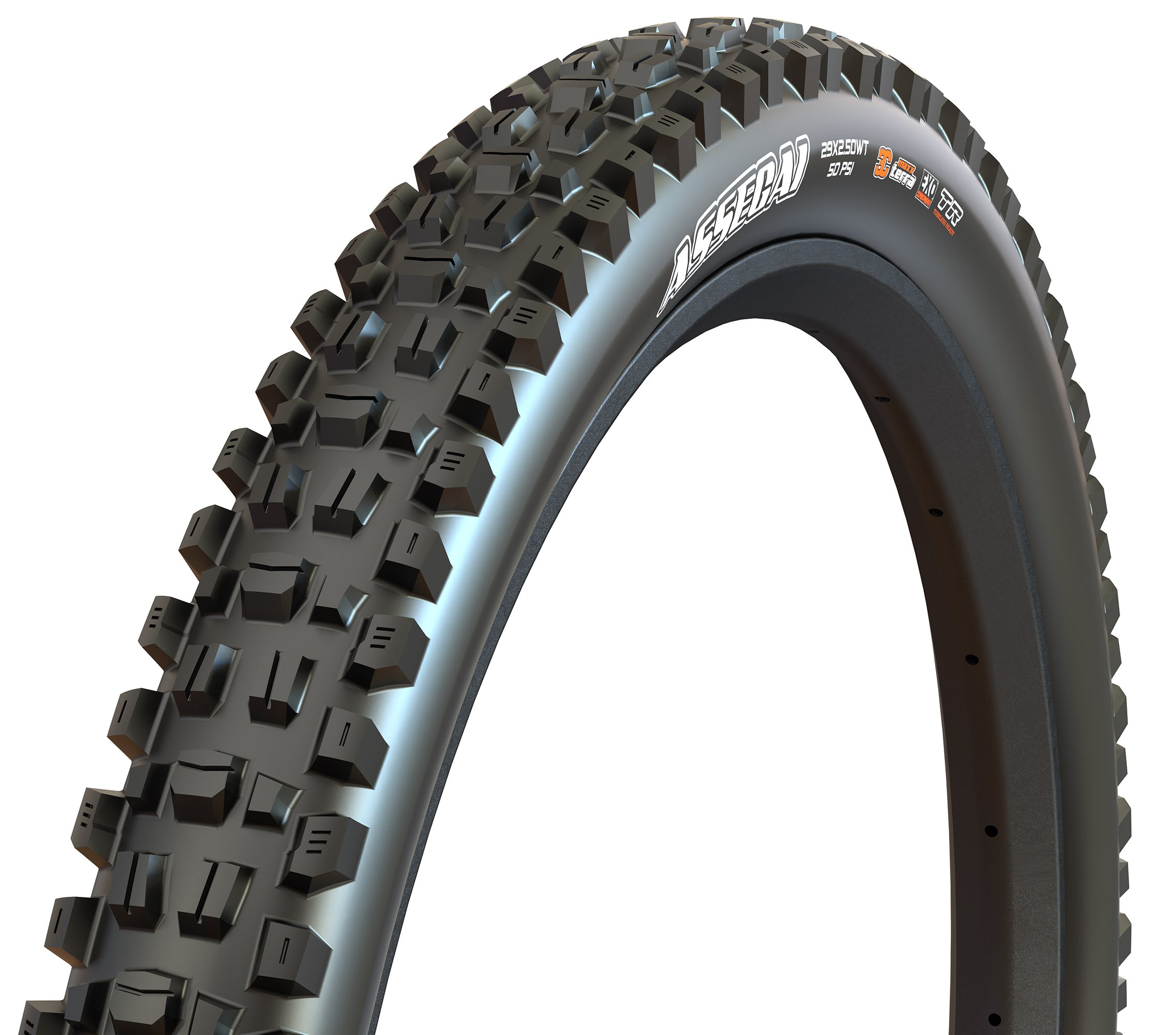 LLANTA MAXXIS ASSEGAI - 27.5X2.50 / E-50 / PLEGABLE / NEGRO / 60X2 TPI / 3CG/DH/TR