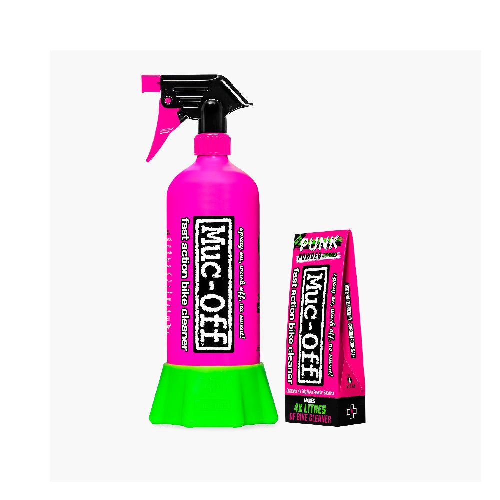 Muc-Off Kit Limpiador de Bicicleta – Bottle For Life – Polvo Punk- 4 Sobres de Polvo