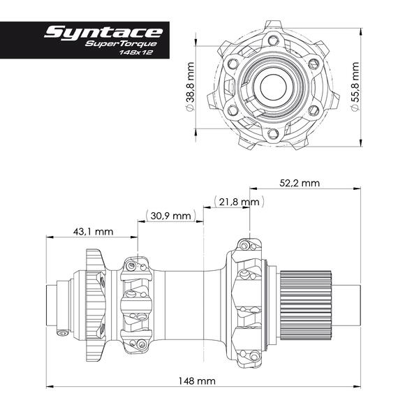 SYNTACE SuperTorque Rear Hub XD 148x12 Boost IS XD 28 Hole Matt