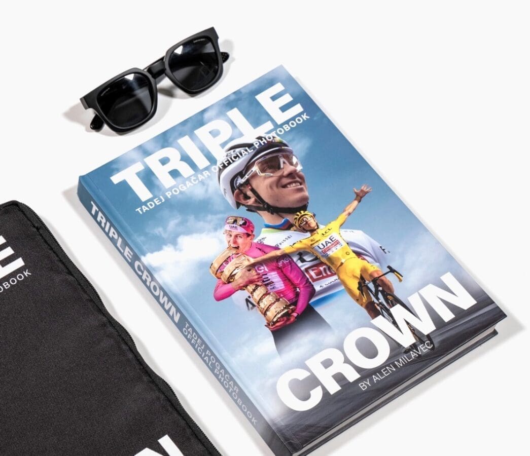 Tadej Pogacar Triple Crown Photobook Autografiado por Scicon Sports