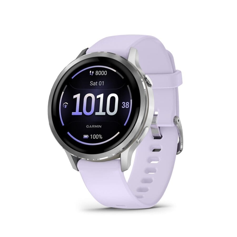 Reloj Garmin Venu 4 – 41mm Plata con correa lila