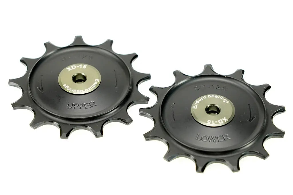 BKCJ-0361 - POLEAS DE CAMBIO DE 13 DIENTES, BALERO HÍBRIDO CERÁMICO XD15, DELRIN MECANIZADO PARA DESVIADORES MECÁNICOS SHIMANO XTR, XT Y GRX 1X DE 12 VELOCIDADES (ORIFICIO PARA TORNILLO DE 5 MM) - NEGRO