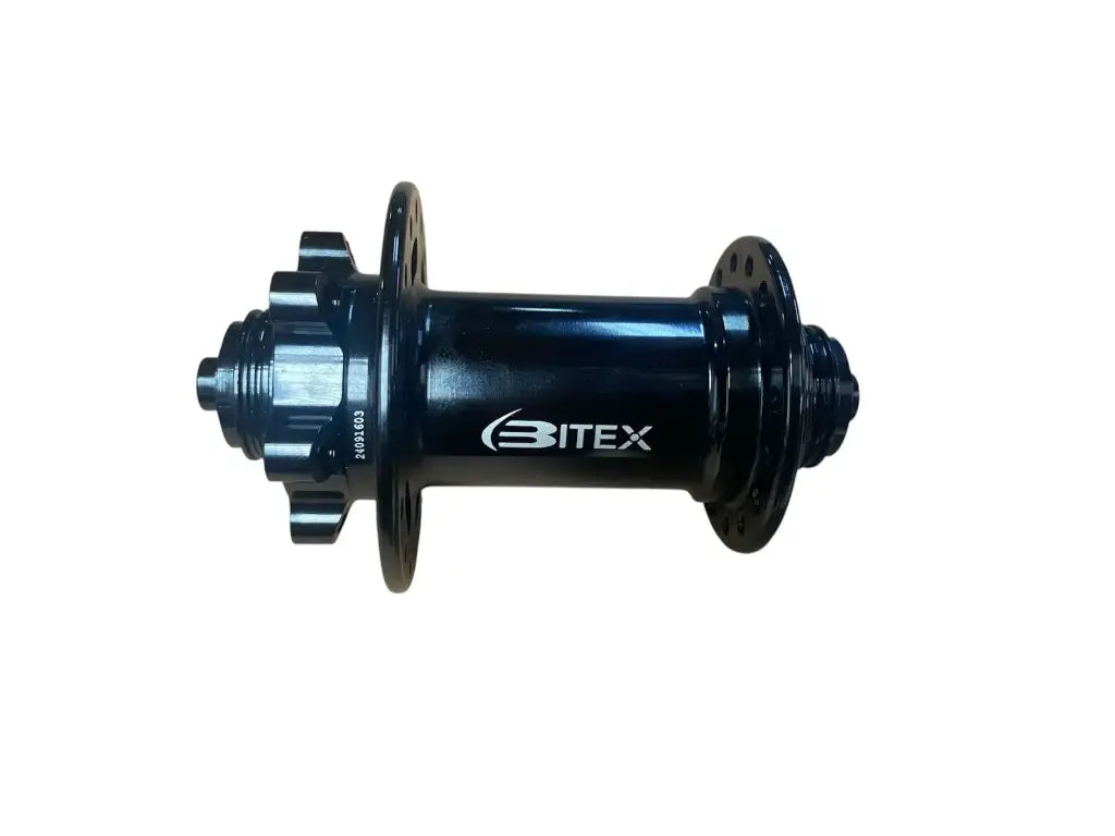 MAZA DELANTERA MTB BITEX MTF 6B 15x100mm NEGRA 32H "J" CON ADAPTADORES QR Y 20X100mm