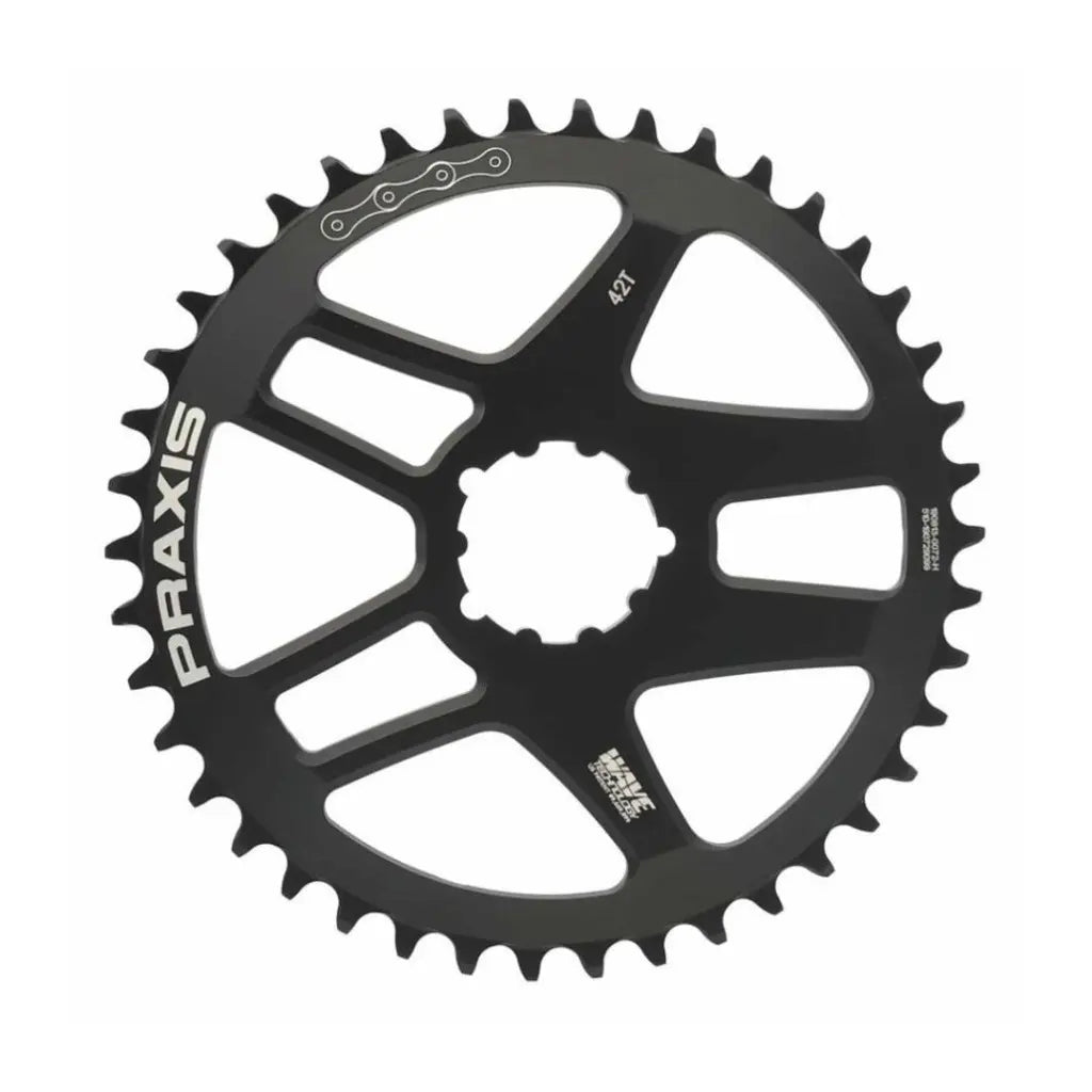 Monoplato Praxis "Wave" | Gravel/Ruta | Montaje Directo | "SRAM 3T" | 6mm Offset | Negro