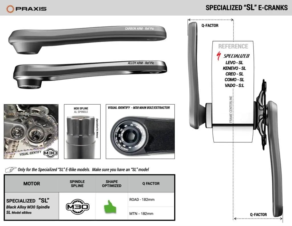 Par de Bielas Praxis E-Crank Set | M30 SL1.1 | Carbon
