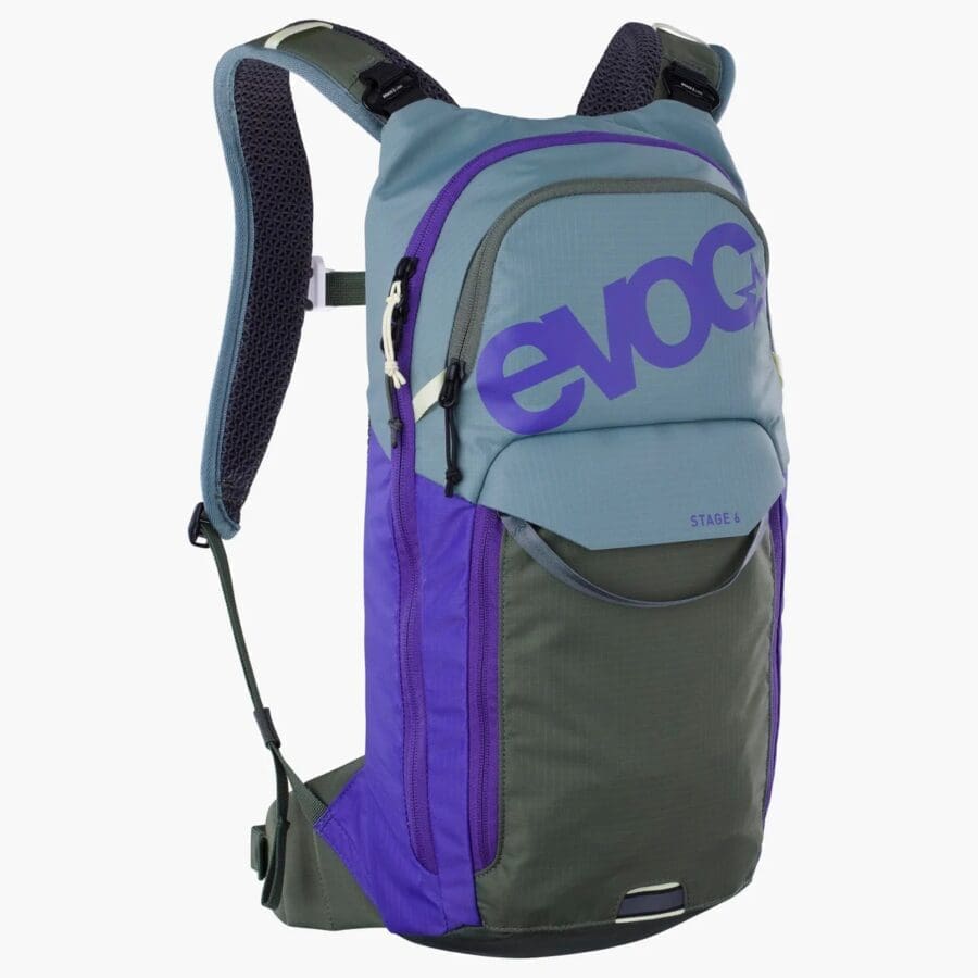 Mochila EVOC Stage 6 + bolsa de hidratacion 2L Violet – Dark olive